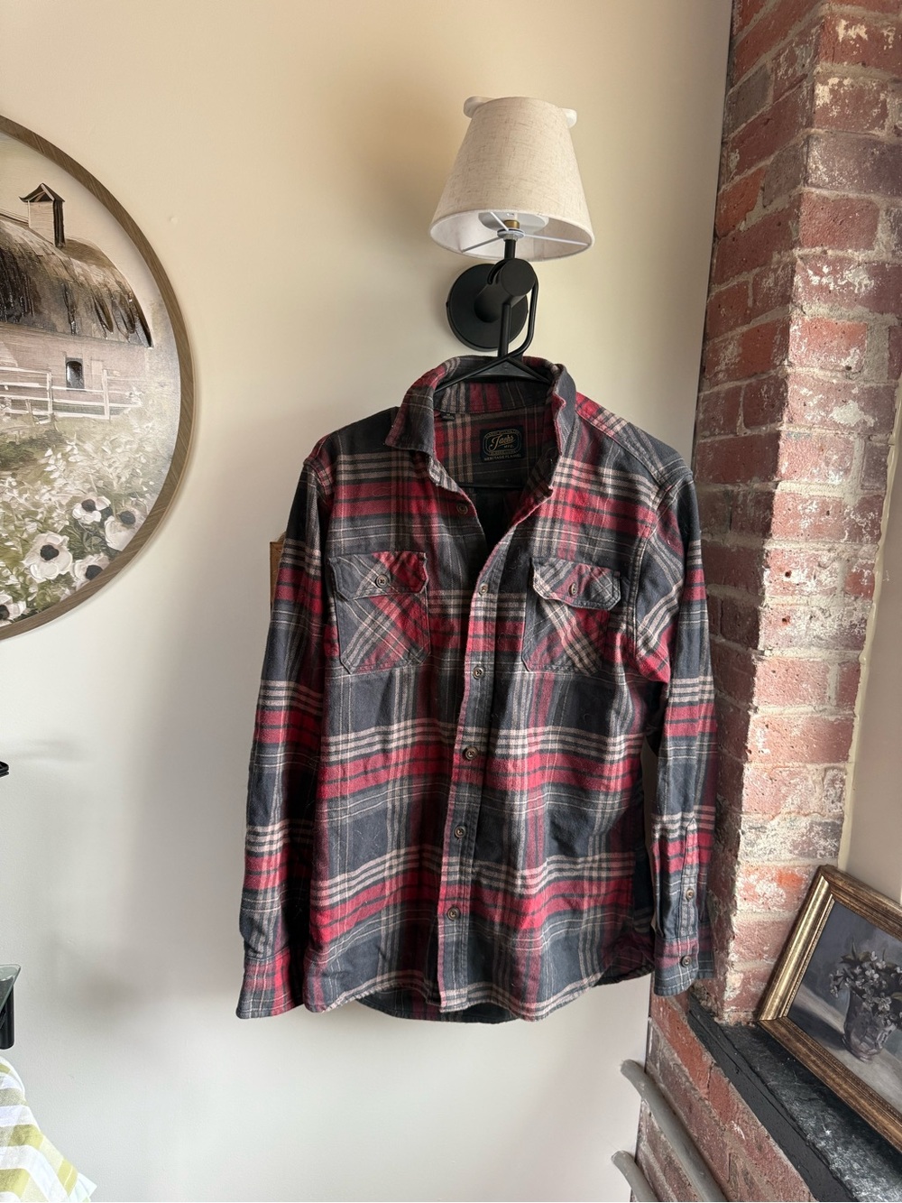 Jachs Red and Gray Plaid Heritage Flannel Shirt